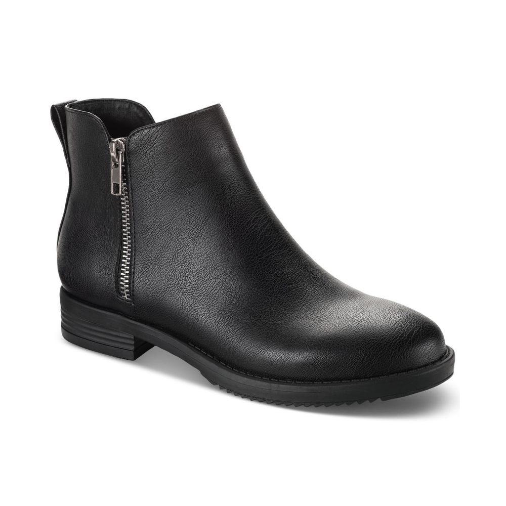 Style & Co. Women's Laylaa Zip Ankle Booties, Black Smooth, 10 M US